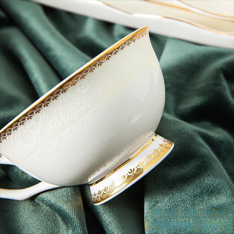 CUPURA Riva - CCS24 Luxury Bone China Tea Cup Set with Saucer Spoon and Strainer Floral Design Light Luxury European Style Gift Box Set Bohemian Powder Blue Classical Blue Rose Angel