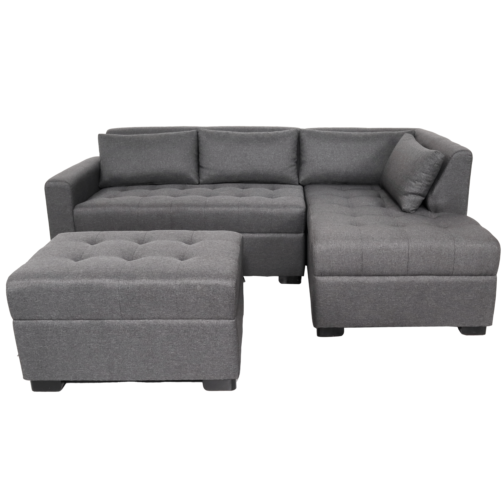 SOLANA L- Shape Fabric Sofa with Ottoman AF Home