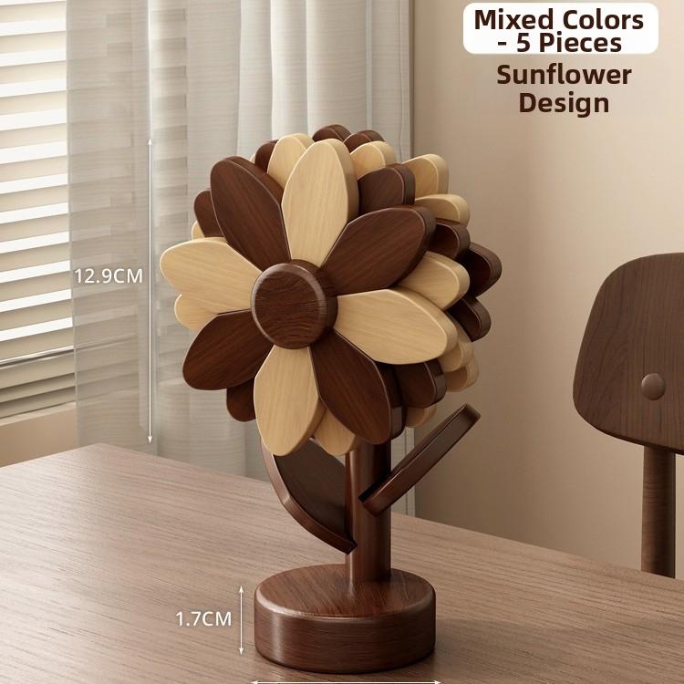 Timberra - Misty - SunBloom Wooden Heat-Proof Placemat - Dining Room / Kitchen Timberra
