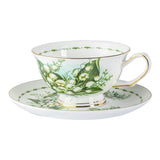 CUPURA Zaro - CCS27 Luxury Bone China Tea Cup Set with Saucer Spoon and Strainer Floral Design Light Luxury European Style Gift Box Set Bohemian Powder Blue Classical Blue Rose Angel