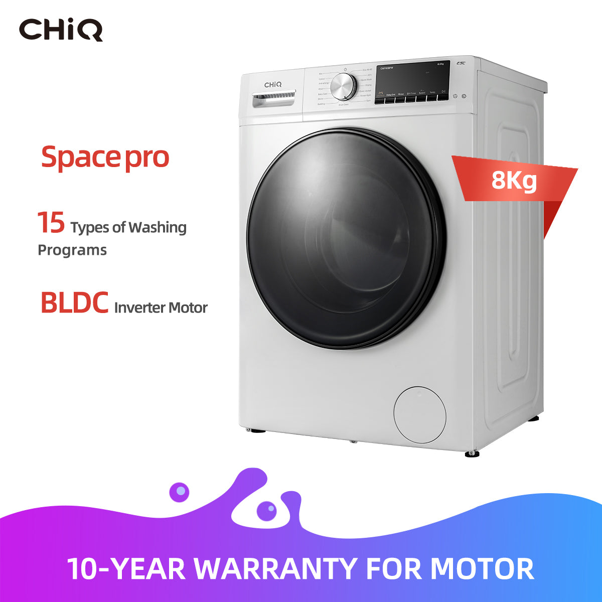 CHIQ CWF80BPW 8kg Front Load Automatic Washing Machine ChiQ