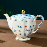 CUPURA Moka - CCS19 Luxury Bone China Tea Cup Set with Saucer Spoon and Strainer Floral Design Light Luxury European Style Gift Box Set Bohemian Powder Blue Classical Blue Rose Angel