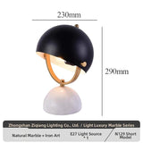 Milano Glow - Aelix - N125 Combination - Modern Natural Marble and Glass Table Lamp with Minimalist Designer Style, Soft Ambient Lighting for Elegant and Functional Spaces - Living Room / Bedroom / Bedside / Hotel / Project / Office Milano