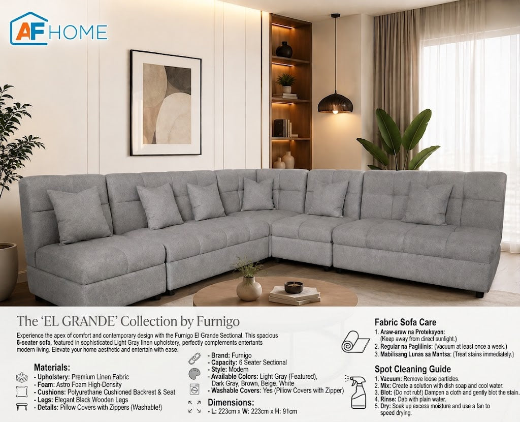 El Grande L-shape Fabric Sofa Luxe Life PH