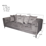 HELEN 3-Seater Fabric Sofa Furnigo