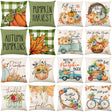 Looma Pumpkina - Halloween Pumpkin Pillow Cover with Maple Leaf & Bicycle Design | Decorative Cushion - Sofa, Bedroom & Home Looma