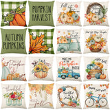 Looma Pumpkina - Halloween Pumpkin Pillow Cover with Maple Leaf & Bicycle Design | Decorative Cushion - Sofa, Bedroom & Home Looma