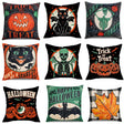 Looma Spooka - Halloween Skull, Pumpkin & Cat Pillow Cover | Spooky Decorative Cushion - Sofa & Living Room Looma