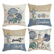 Looma- Reg - Ocean Scallop Linen Throw Pillow Cover – Coastal Single-Sided Printed Cushion for Sofa, Car & Living Room Décor Looma