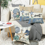 Looma- Reg - Ocean Scallop Linen Throw Pillow Cover – Coastal Single-Sided Printed Cushion for Sofa, Car & Living Room Décor Looma