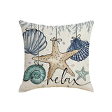 Looma- Reg - Ocean Scallop Linen Throw Pillow Cover – Coastal Single-Sided Printed Cushion for Sofa, Car & Living Room Décor Looma