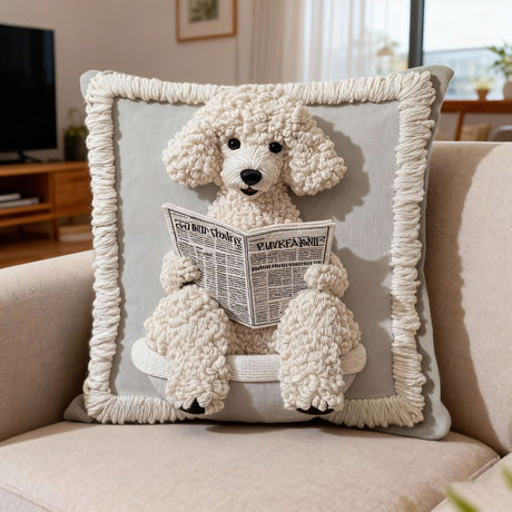 Looma Coc - Funny Dog Reading Newspaper Plush Throw Pillow Cover – Soft Decorative Cushion - Sofa, Bed & Lounge Décor Looma