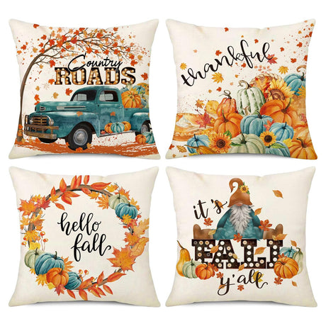 Looma Anne - Thanksgiving Pumpkin Throw Pillow Cover – Autumn Farmhouse Decorative Cushion - Sofa, Living Room & Home Décor Looma