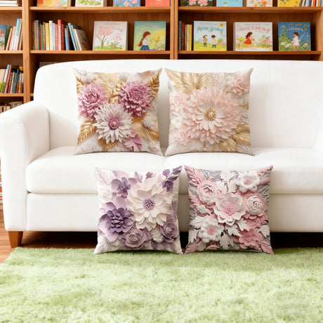 Looma Flora - Stereo Floral Pillow Cover – Elegant Textured Flower Cushion Case - Sofa, Bed & Home Decor Looma