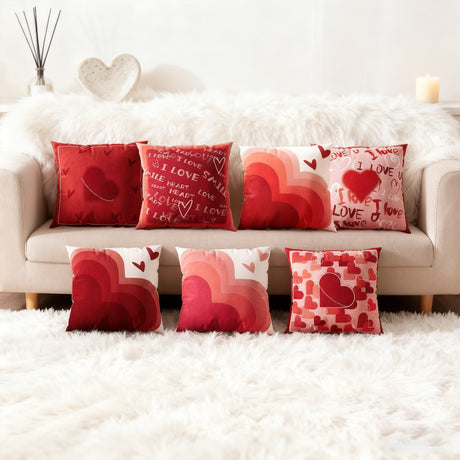 Looma Cupid - Valentines Love Pillow Cover – Romantic Red Cushion Case with “Happy Love” Print - Sofa, Wedding & Home Decor Looma