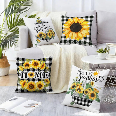 Looma Helia - Sunflower Print Pillow Cover – Farmhouse Style Cushion Case for Sofa, Outdoor & Home Backrest Decor Looma