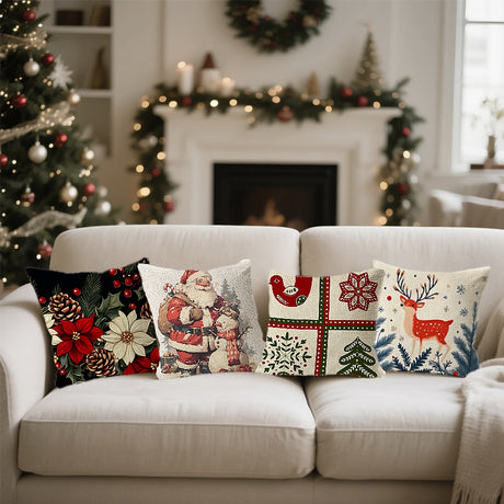 Looma Merry - Christmas Decorative Pillow Cover – Festive Cushion Case - Christmas Decorative Pillow Cover – Festive Cushion Case for Sofa, Office Seat & Bedside Holiday Decor - Sofa, Office Seat & Bedside Holiday Decor Looma