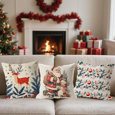Looma Merry - Christmas Decorative Pillow Cover – Festive Cushion Case - Christmas Decorative Pillow Cover – Festive Cushion Case for Sofa, Office Seat & Bedside Holiday Decor - Sofa, Office Seat & Bedside Holiday Decor Looma
