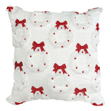 Looma Retro - Christmas Plush Pillow Cover – Embroidered Garland & Bow Cushion Case - Sofa & Holiday Home Decor Looma