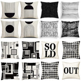 Looma Mono - Black & White Abstract Linen Pillow Cover – Minimalist Line Art Cushion Case - W0060 - Sofa, Living Room & Office Decor Looma