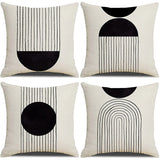 Looma Mono - Black & White Abstract Linen Pillow Cover – Minimalist Line Art Cushion Case - W0060 - Sofa, Living Room & Office Decor Looma