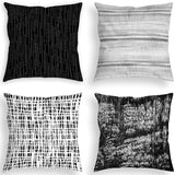 Looma Mono - Black & White Abstract Linen Pillow Cover – Minimalist Line Art Cushion Case - W0060 - Sofa, Living Room & Office Decor Looma