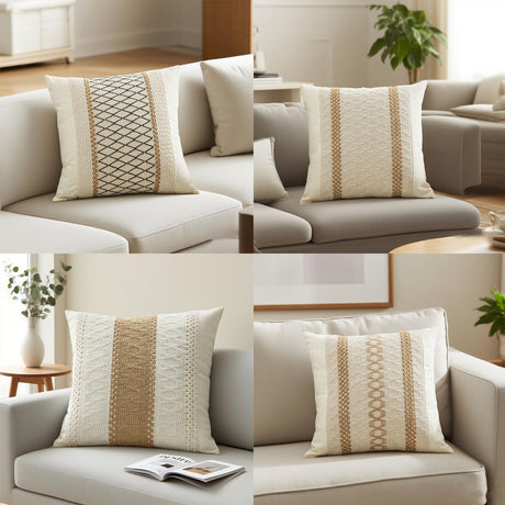 Looma Grace - Bohemian Cotton Linen Pillow Cover – Breathable Waist Cushion Case - Sofa, Living Room, Bedroom & Office Looma
