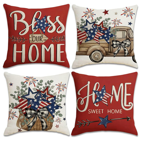 Looma Key - Independence Day Printed Pillow Cover – American Retro Cushion Case for Living Room Sofa Decor | Factory Direct Wholesale - Living Room, Sofa Area, Lounge Looma
