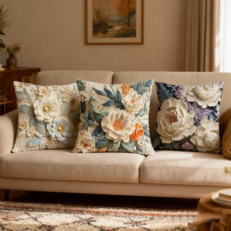 Looma Kly - Retro Floral Oil Painting Style Pillow Cover – Artistic Printed Cushion for Living Room Sofa Home Decor - Living Room, Bedroom, Sofa Area Looma
