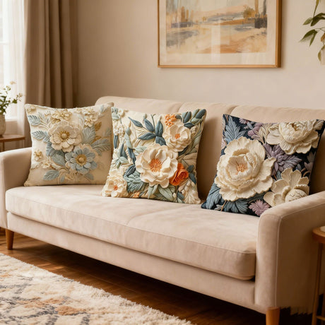 Looma Kly - Retro Floral Oil Painting Style Pillow Cover – Artistic Printed Cushion for Living Room Sofa Home Decor - Living Room, Bedroom, Sofa Area Looma