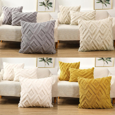 Looma Pilloft - Scandinavian Solid Color Geometric Pillow Cover – Modern Square Cushion for Living Room Sofa & Office Backrest - Living Room, Office, Sofa Area Looma