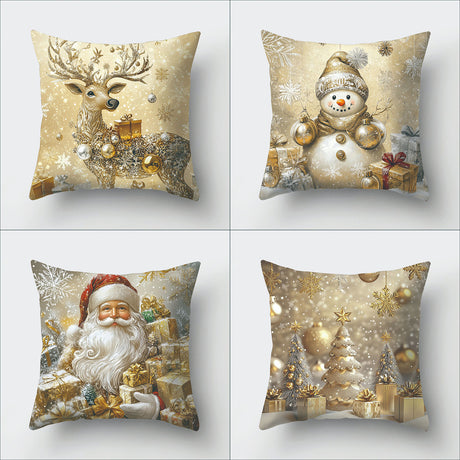 Looma Pilora - Christmas Elk & Snowman Decorative Pillowcase – Festive Cushion Cover for Living Room Sofa | Customizable Design Available - Living Room, Bedroom, Sofa Area Looma
