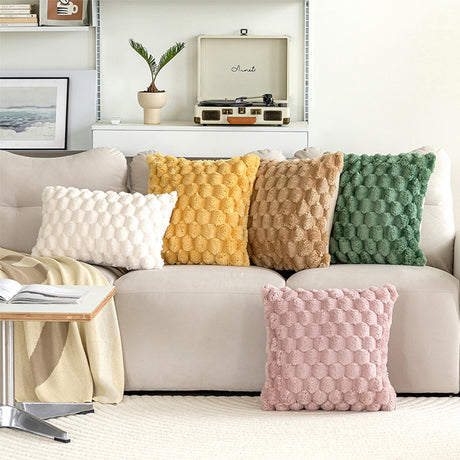 Looma Pilora - Solid Color Turtle Back Velvet Plush Pillow Cover – 3D Textured Cushion for Sofa Living Room & Bedroom Decor - W0195 - Living Room, Bedroom, Sofa Area Looma