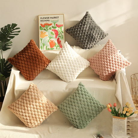 Looma Pilora - Solid Color Turtle Back Velvet Plush Pillow Cover – 3D Textured Cushion for Sofa Living Room & Bedroom Decor - W0195 - Living Room, Bedroom, Sofa Area Looma