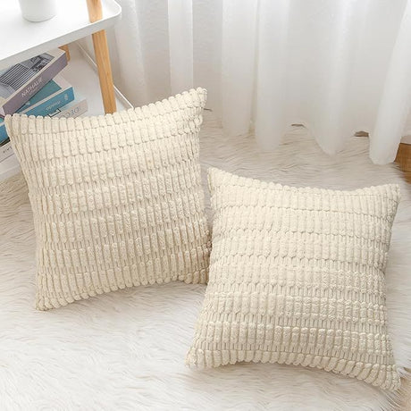 Looma Pilin - Corduroy Jacquard Stripe Pillow Cover – Large Ribbed Cushion for Sofa & Living Room - Living Room, Bedroom, Sofa Area Looma