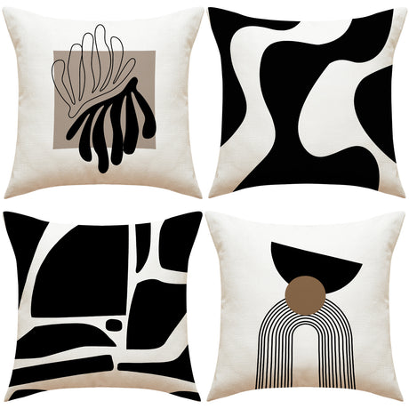 Looma Snuzu - Black & White Geometric Print Pillowcase – Modern Decorative Cushion for Sofa Living Room & Bedside Styling - Living Room, Bedroom, Sofa Area Looma