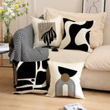 Looma Snuzu - Black & White Geometric Print Pillowcase – Modern Decorative Cushion for Sofa Living Room & Bedside Styling - Living Room, Bedroom, Sofa Area Looma