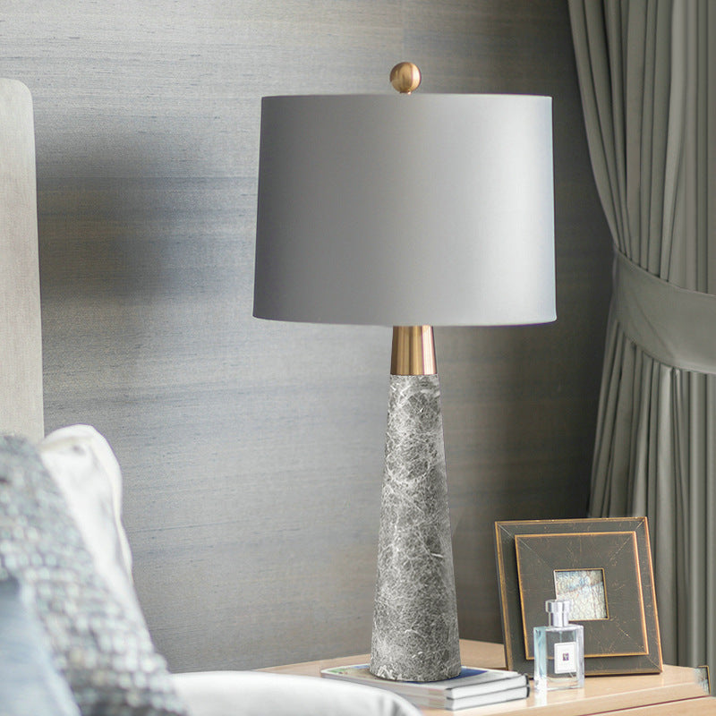 Milano Glow - Astrix - N128 - American Style High-Grade Grey Marble Table Lamp with Copper-Plated Finish, Elegant Designer Lighting for Premium Spaces - Living Room / Bedroom / Bedside Milano
