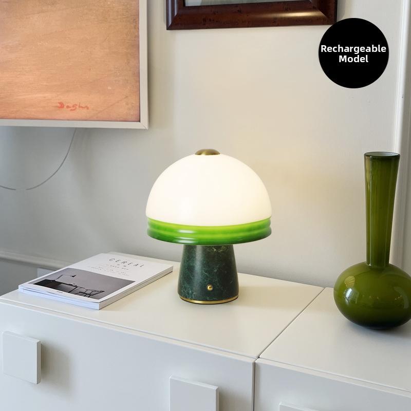 Milano Glow - Aeris - T912 - Nordic Marble French Mushroom Table Lamp with High-End Designer Style, Soft Ambient Night Lighting for Elegant Spaces - Bedroom / Bedside / Living Room / Study Milano