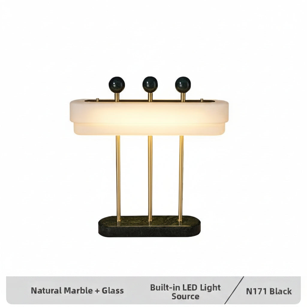Milano Glow - Aelix - N125 Combination - Modern Natural Marble and Glass Table Lamp with Minimalist Designer Style, Soft Ambient Lighting for Elegant and Functional Spaces - Living Room / Bedroom / Bedside / Hotel / Project / Office Milano