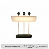 Milano Glow - Aelix - N125 Combination - Modern Natural Marble and Glass Table Lamp with Minimalist Designer Style, Soft Ambient Lighting for Elegant and Functional Spaces - Living Room / Bedroom / Bedside / Hotel / Project / Office Milano