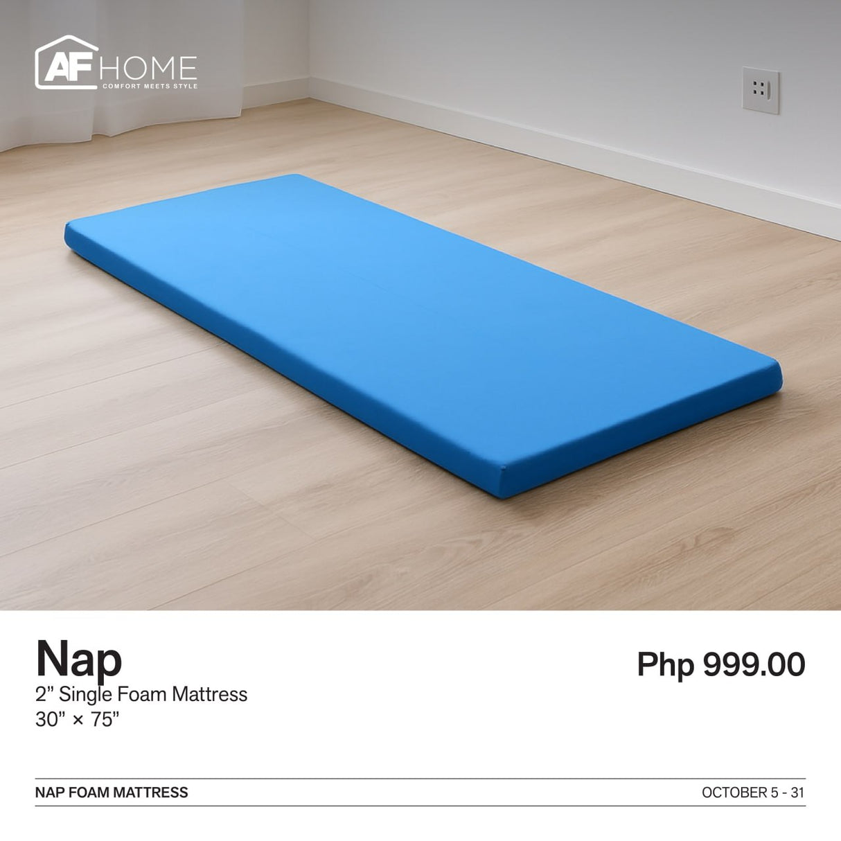 Nap Single Foam Mattress - Buy 1 Take 1 (Random Color) AF Home