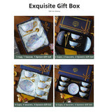 CUPURA Vero - CCS03 Luxury Bone China Tea Cup Set with Saucer Spoon and Strainer Floral Design Light Luxury European Style Gift Box Set Bohemian Powder Blue Classical Blue Rose Angel CUPURA