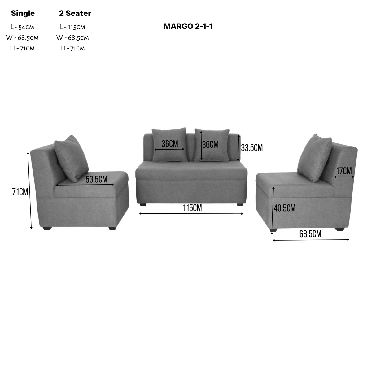 MARGO 2-1-1 Sofa Affordahome