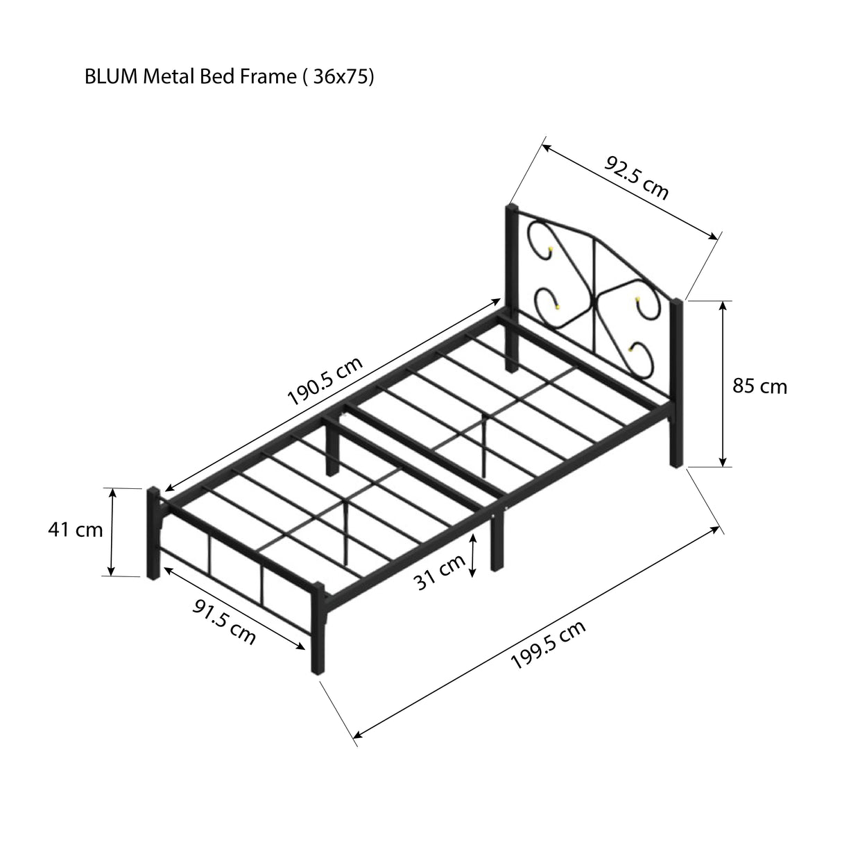 BLUM Metal Bed Frame Affordahome
