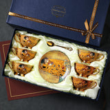 CUPURA Ollo - CCS28 Luxury Bone China Tea Cup Set with Saucer Spoon and Strainer Floral Design Light Luxury European Style Gift Box Set Bohemian Powder Blue Classical Blue Rose Angel