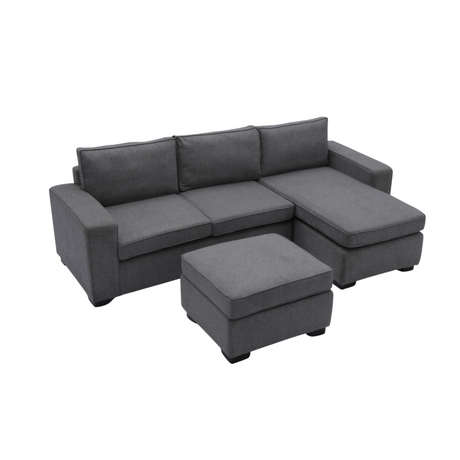 JENALD Fabric Sofa with Ottoman (Reversible L-Chaise) Furnigo