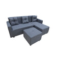 CONNER L-Shape Fabric Sofa with Ottoman Affordahome