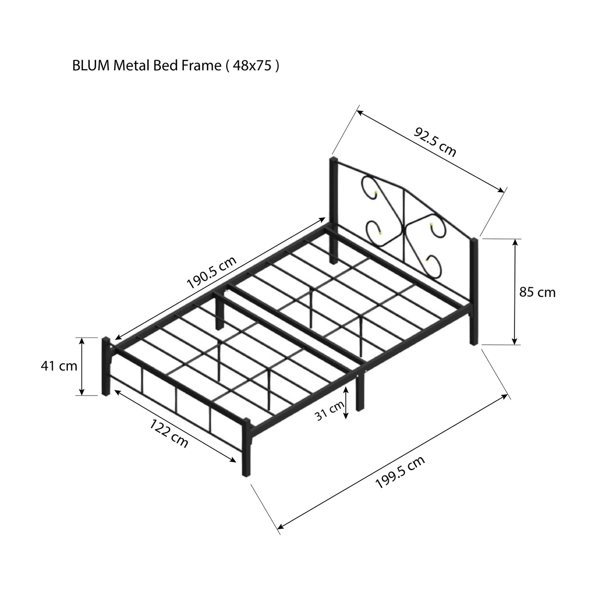 BLUM Metal Bed Frame Affordahome
