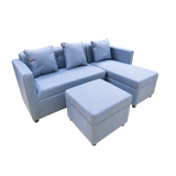 MELO Mini L-Shape Fabric Sofa with Ottoman Affordahome